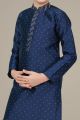 Navy Blue Jaquard Boys Kurta Pajama (NKK-698)