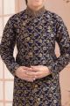 Navy Blue Jaquard Boys Kurta Pyjama (NKK-681)