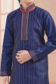 Navy Blue Jaquard Kids Kurta Pajama (NKK-673)