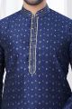 Navy Blue Jaquard Kurta Pajama for Men (NMK-7810)