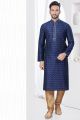 Navy Blue Jaquard Kurta Pajama for Men (NMK-7810)