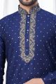 Navy Blue Jaquard Kurtas for Men (NMK-7815)