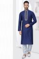 Navy Blue Jaquard Kurtas for Men (NMK-7815)