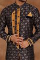 Navy Blue Jaquard Mens Indo Western (NMK-5509)