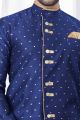 Navy Blue Jaquard Mens Indo Western (NMK-7846)