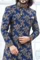 Navy Blue Jaquard Sherwani (NMK-4127)