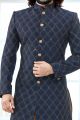 Navy Blue Jaquard Sherwani (NMK-4135)