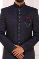 Navy Blue Mens Jaquard Indo Western (NMK-6111)