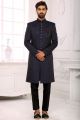 Navy Blue Mens Jaquard Indo Western (NMK-6111)