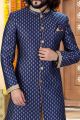 Navy Blue Printed Art Silk Indo Western (NMK-4298)