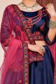 Navy Blue Pure Satin Womens Lehenga Choli (NWG-570)