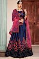 Navy Blue Pure Satin Womens Lehenga Choli (NWG-570)