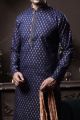 Navy Blue Silk Casual Kurta for Men (NMK-6079)