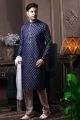 Navy Blue Silk Kurta for Men (NMK-6066)