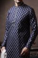 Navy Blue Silk Kurtas for Men (NMK-6077)