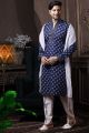 Navy Blue Silk Mens Kurta Pajama (NMK-6058)