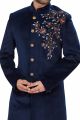 Navy Blue Sweat Velvet Sherwani (NMK-4941)