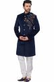 Navy Blue Sweat Velvet Sherwani (NMK-4941)