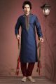 Navy Blue Tuffeta Designer Kurta Pajama (NMK-2023)