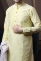 Neon Yellow Silk Kurta Pajama (NMK-6052)