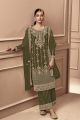 Net Mehendi Green Salwar Suit (NWS-6851)