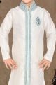 Off White Art Dupion Boys Sherwani (NKK-460)