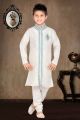 Off White Art Dupion Boys Sherwani (NKK-460)