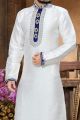 Off White Art Jaquard Kurta Pajama (NMK-2648)