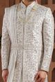 Off White Art Silk Mens Sherwani (NMK-7621)