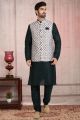 Off White Banarasi Silk Mens Nehru Jacket (NMK-5687)