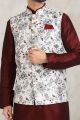 Off White Banarasi Silk Nehru Jacket (NMK-5677)