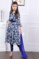 Off White, Blue Georgette Girls Anarkali Dress (NFG-176)