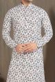 Off White Cotton Printed Kurta Pajama (NMK-5714)