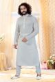 Off White Cotton Silk Kurta Pajama (NMK-4257)