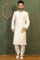 Off White Dupion Art Silk Kurta Pajama for Men (NMK-3291)