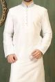 Off White Dupion Art Silk Mens Kurta Pajama (NMK-3289)