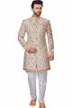 Off White Dupion Silk Mens Sherwani (NMK-4947)