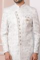 Off White Imported Jaquard Silk Indo Western (NMK-6174)