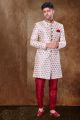 Off White Jaquard Mens Sherwani (NMK-6772)