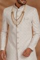 Off White Lucknowi Mens Sherwani (NMK-5782)