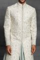 Off White Silk Mens Wedding Sherwani (NMK-5390 )