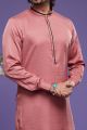 Onion Pink Art Banarasi Silk Mens Kurta Pajama (NMK-7072)