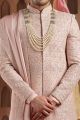 Onion Pink Art Silk Grooms Sherwani (NMK-7627)