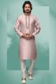 Onion Pink Art Silk Kurta Pajama (NMK-6410)