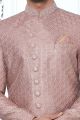 Onion Pink Art Silk Mens Indo Western (NMK-7702)