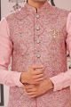 Onion Pink Art Silk Mens Nehru Jacket (NMK-7980)