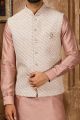 Onion Pink Art Silk Nehru Jacket (NMK-6303)