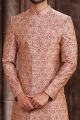 Onion Pink Art Silk Printed Sherwani (NMK-6872)