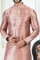 Onion Pink Banarasi Silk Kurta Pajama (NMK-6695)