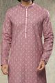 Onion Pink Cotton Mens Kurta Pajama (NMK-6150)